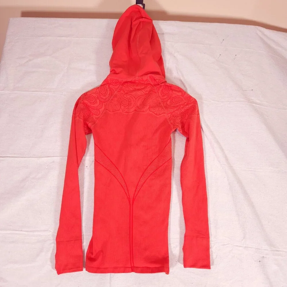 Athleta Twist Half Zip Hoodie Womens XS Orange Thumbholes Athleisure Pullover - Picture 2 of 13